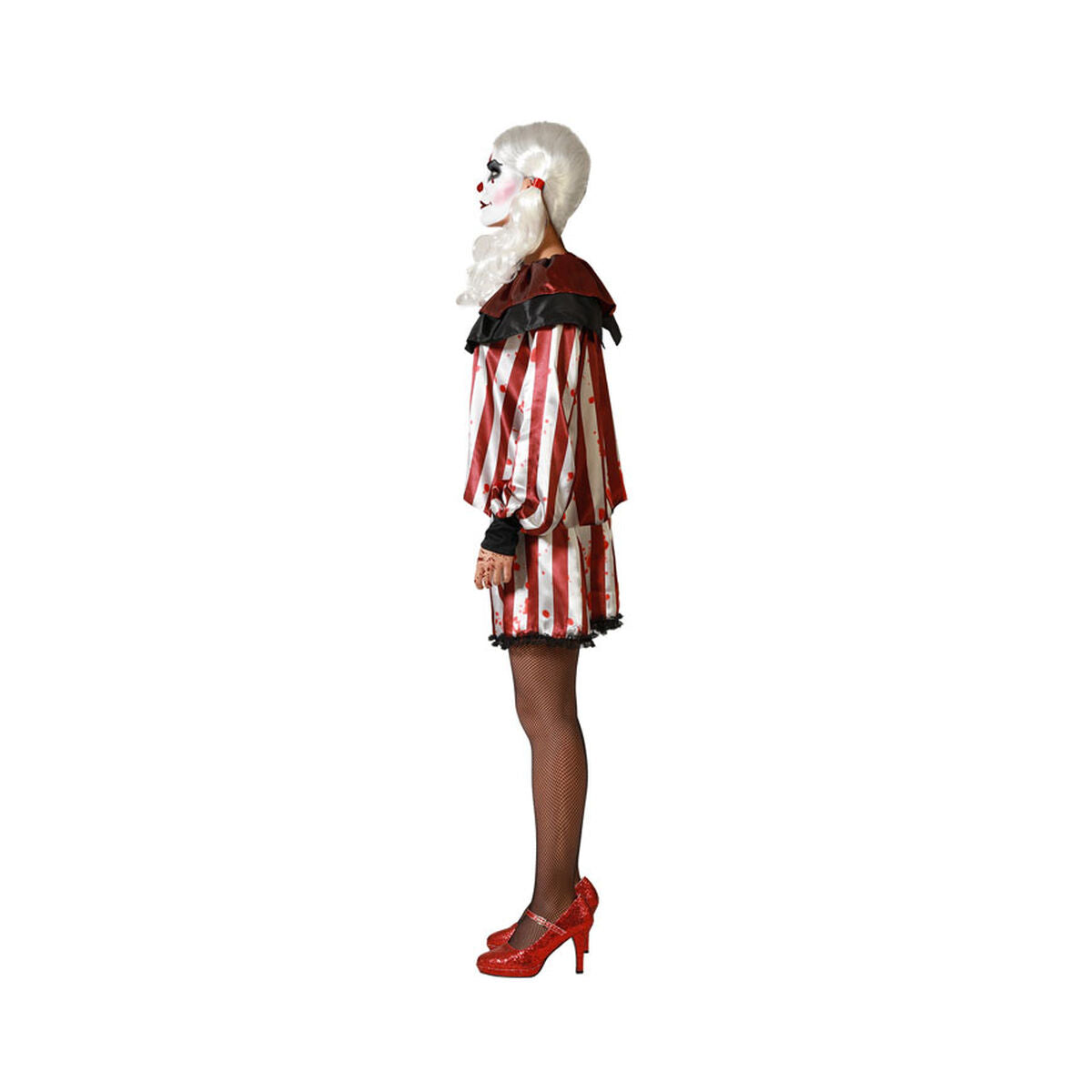 Red and White Striped Clown Costume M/L