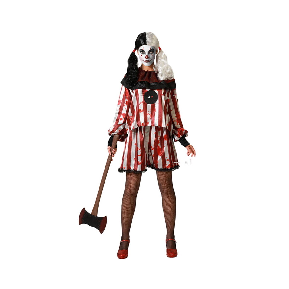 Red and White Striped Clown Costume M/L