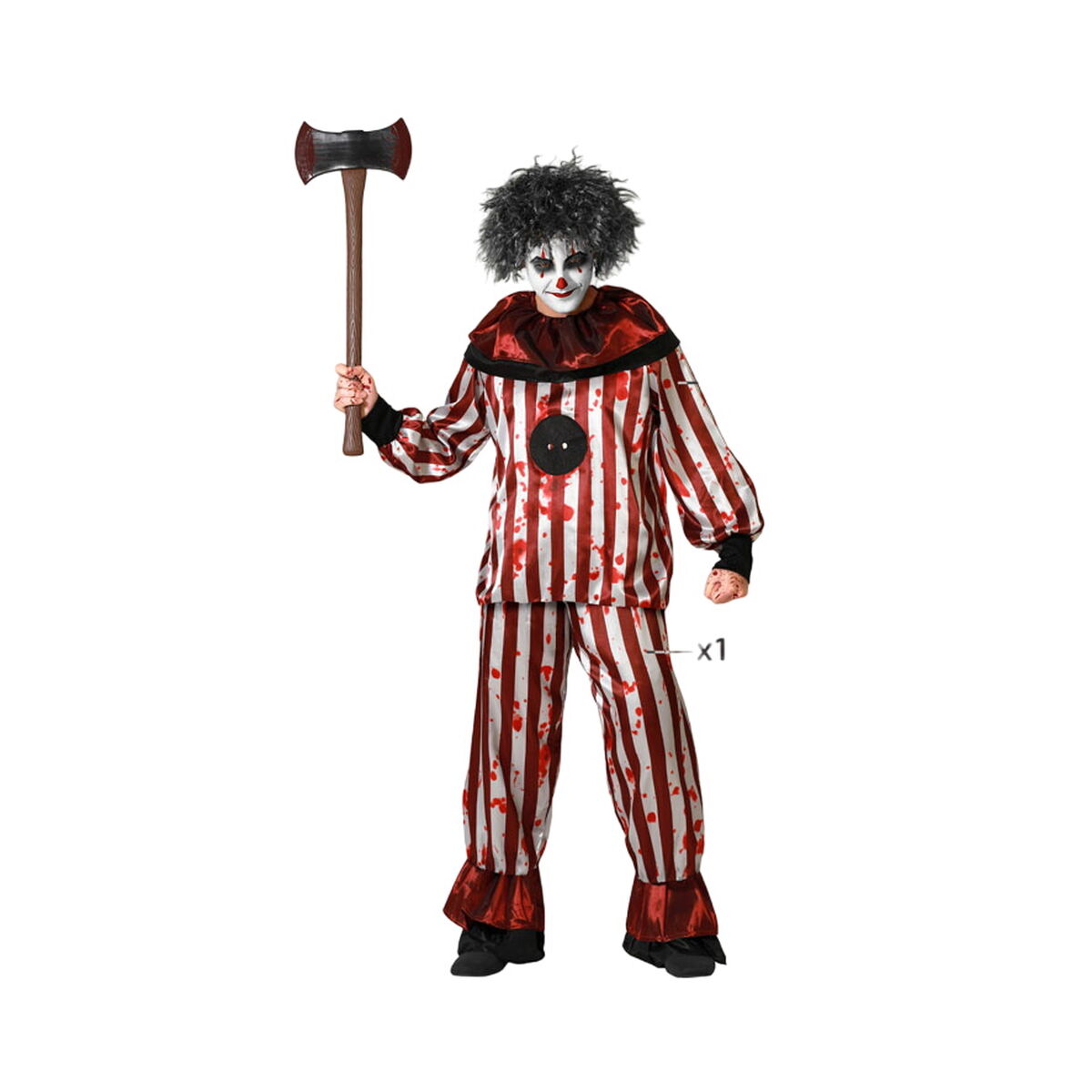 Red and White Striped Clown Costume M/L